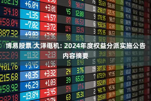 博易股票 大洋电机: 2024年度权益分派实施公告内容摘要