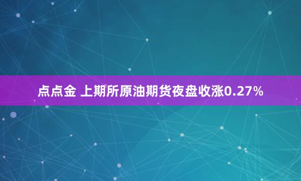 点点金 上期所原油期货夜盘收涨0.27%