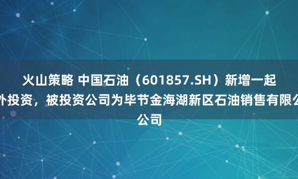 火山策略 中国石油（601857.SH）新增一起对外投资，被投资公司为毕节金海湖新区石油销售有限公司